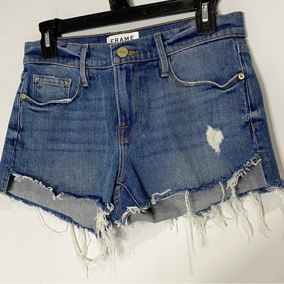 FRAME  Le Cutoff Valle Tulip Hem Denim Shorts - Picture 6 of 10